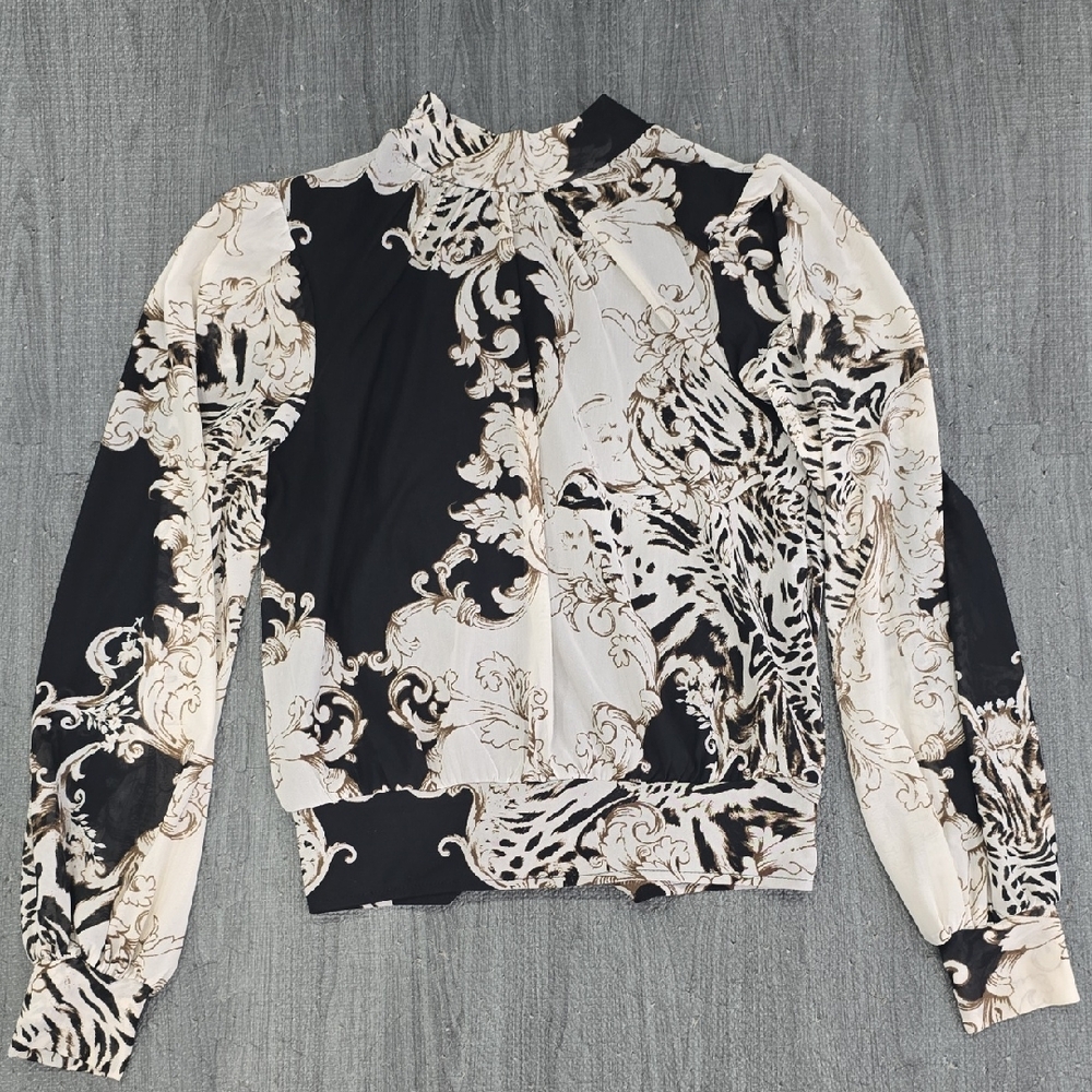 Chic Black and Cream Women's Blouse
